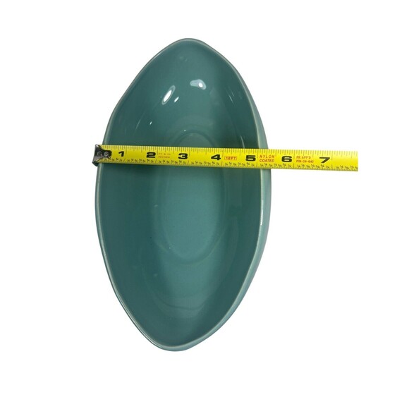 Vintage Abingdon Console Oval Statement Bowl Turquoise Pottery Made USA #645 MCM - Picture 7 of 13
